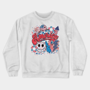 Retro 4th of July America Funny Gift For Men Women Crewneck Sweatshirt